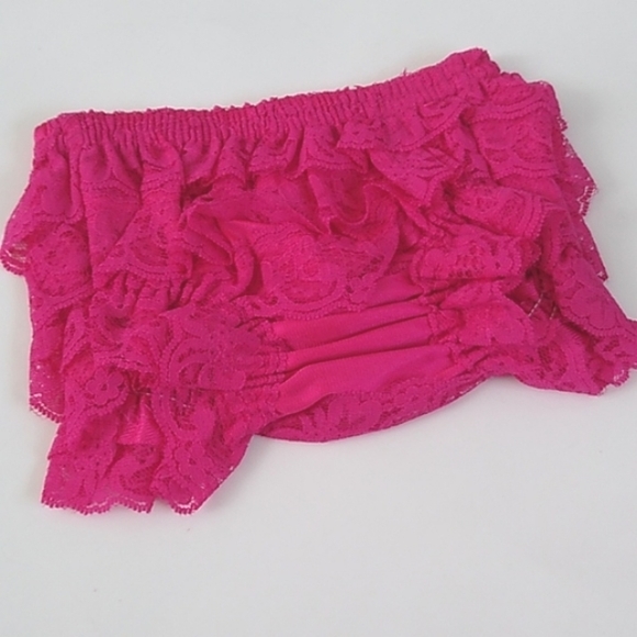 Lace Baby Bloomer Size 0-3 Hot Pink Diaper Cover - Picture 7 of 7